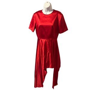 Zara Woman red high low hem dress size M new with tags